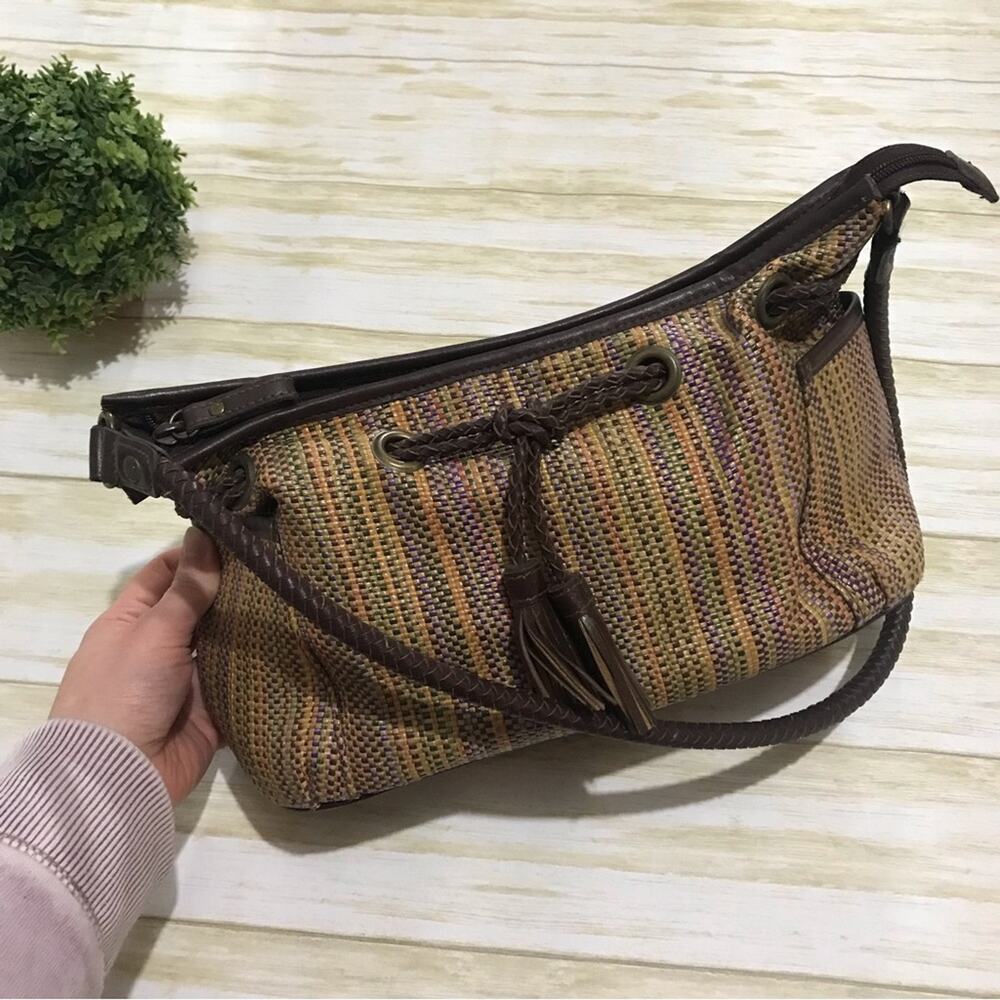 Relic Brown Colorful Rainbow Woven Bag Western Tassel Fringe Shoulder Bag‎ Purse